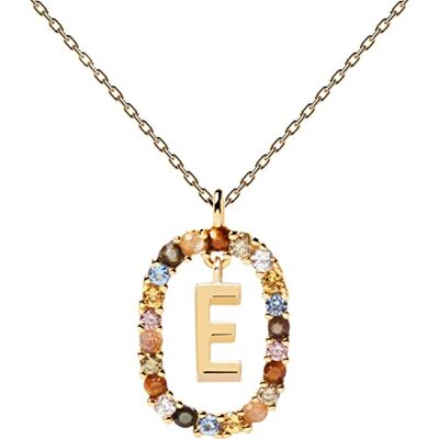 P D PAOLA PDPAOLA – Collar con letra E, plata de ley 925, chapado en oro de 18 quilates, joya para mujer P D PAOLA PDPAOLA – Collar con letra E, plata de ley 925, chapado en oro de 18 quilates, joya para mujer