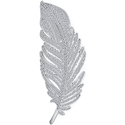 Bling Jewelry Clásico Elegante Estilo Tradicional De La Vendimia Grande Micro Pave Cz Abanico De Plumas De Hojas Broche Broche Y Colgante 2 En 1 Para La Mujer De Plata Chapada En Rodio De Latón Bling Jewelry Clásico Elegante Estilo Tradicional De La Vendimia Grande Micro Pave Cz Abanico De Plumas De Hojas Broche Broche Y Colgante 2 En 1 Para La Mujer De Plata Chapada En Rodio De Latón