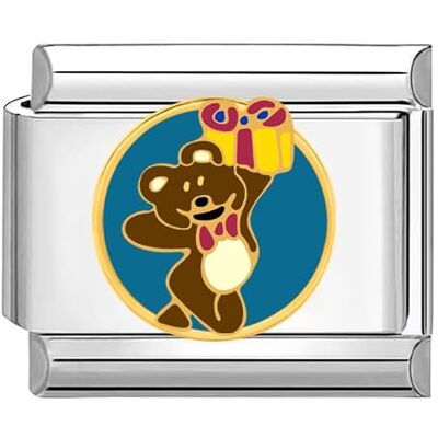Quiges Abalorio de estilo italiano de 9 mm, diseño de oso de acero inoxidable con regalo para pulseras italianas, Acero inoxidable Quiges Abalorio de estilo italiano de 9 mm, diseño de oso de acero inoxidable con regalo para pulseras italianas, Acero inoxidable