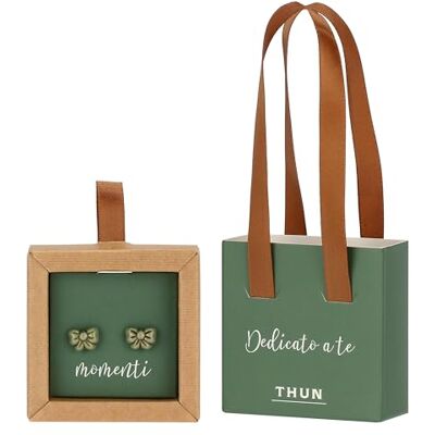 THUN Pendientes pin con lazo verde THUN Pendientes pin con lazo verde
