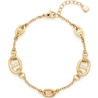 JEWELS BY LEONARDO Herma Pulsera para mujer de acero inoxidable en color dorado con cierre de mosquetón, longitud: 18 cm, 18 cm, Acero inoxidable, Circonita cúbica JEWELS BY LEONARDO Herma Pulsera para mujer de acero inoxidable en color dorado con cierre de mosquetón, longitud: 18 cm, 18 cm, Acero inoxidable, Circonita cúbica