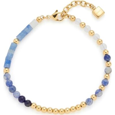 JEWELS BY LEONARDO Pulsera Belinda • Pulsera de acero inoxidable dorado • Piedras naturales de filigrana en tonos azules y blancos • 19-22 cm de longitud • Joyas regalo para mujeres • , Eine JEWELS BY LEONARDO Pulsera Belinda • Pulsera de acero inoxidable dorado • Piedras naturales de filigrana en tonos azules y blancos • 19-22 cm de longitud • Joyas regalo para mujeres • , Eine