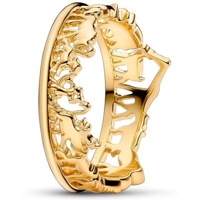 PANDORA Disney Anillo con diseño de El Rey León chapado en oro de 14 quilates PANDORA Disney Anillo con diseño de El Rey León chapado en oro de 14 quilates