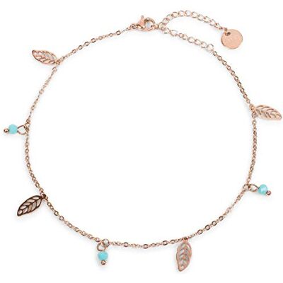 styleBREAKER Tobillera de mujer con colgante de hoja y cuentas Pulsera de cadena de ancla, ajustable 23-28 cm, con 4 hojas (1x0,5 cm) y 3 cuentas (3 mm) styleBREAKER Tobillera de mujer con colgante de hoja y cuentas Pulsera de cadena de ancla, ajustable 23-28 cm, con 4 hojas (1x0,5 cm) y 3 cuentas (3 mm)