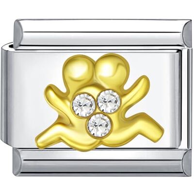 Quiges Módulo de charm estilo italiano de 9 mm, acero inoxidable, circonitas, horóscopo gemelos para pulseras italianas, Zirconia cúbica Quiges Módulo de charm estilo italiano de 9 mm, acero inoxidable, circonitas, horóscopo gemelos para pulseras italianas, Zirconia cúbica