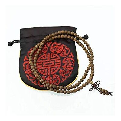 lachineuse Pulsera de Mala Budista con 108 Perlas de Palisandro – con Bolsa de satén lachineuse Pulsera de Mala Budista con 108 Perlas de Palisandro – con Bolsa de satén