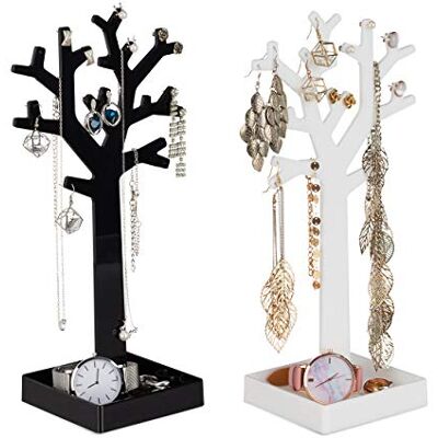 Relaxdays Organizador Joyas Árbol, 2 Unidades, Acrílico, Negro-Blanco, 28,5 x 14,5 x 9,5 cm Relaxdays Organizador Joyas Árbol, 2 Unidades, Acrílico, Negro-Blanco, 28,5 x 14,5 x 9,5 cm