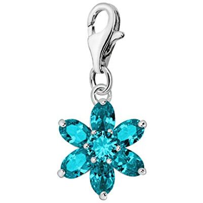Quiges Charm con Cierre en Argent 925 Flores de Cristal con Piedras de Nacimiento para Pulseras Quiges Charm con Cierre en Argent 925 Flores de Cristal con Piedras de Nacimiento para Pulseras