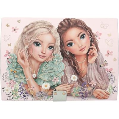 Depesche TOPModel Summer Feeling Joyero grande en color rosa, con diseño de modelo y detalles florales, caja para joyas con código, sonido y espejo Depesche TOPModel Summer Feeling Joyero grande en color rosa, con diseño de modelo y detalles florales, caja para joyas con código, sonido y espejo
