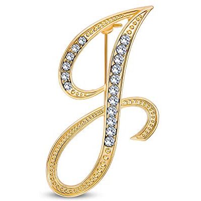 Bling Jewelry Gran Declaración ABC Pave Cristal Cursivo Script Monograma Letras Alfabeto Bufanda Inicial Pin Pin para Adolescentes Rosa, Oro Amarillo Plateado Bling Jewelry Gran Declaración ABC Pave Cristal Cursivo Script Monograma Letras Alfabeto Bufanda Inicial Pin Pin para Adolescentes Rosa, Oro Amarillo Plateado