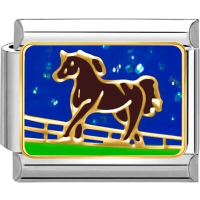 Quiges Módulo de encanto de 9 mm de estilo italiano con caballo de acero inoxidable para pulseras italianas, Cobre, No es una piedra preciosa Quiges Módulo de encanto de 9 mm de estilo italiano con caballo de acero inoxidable para pulseras italianas, Cobre, No es una piedra preciosa