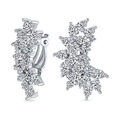 Bling Jewelry Elegante Clásico De Novia En Forma De Lágrima Oreja Crawler Racimos De Circonio Cúbico Aaa Cz Hoja Pendientesde Clip Para Las Mujeres Boda Prom Formal Fiesta De Plata Plateada Bling Jewelry Elegante Clásico De Novia En Forma De Lágrima Oreja Crawler Racimos De Circonio Cúbico Aaa Cz Hoja Pendientesde Clip Para Las Mujeres Boda Prom Formal Fiesta De Plata Plateada
