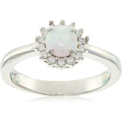 Brilio Silver Anillo Beautiful Silver Ring with Opal and zircons RI056W Circuit: 50 mm Marca Brilio Silver Anillo Beautiful Silver Ring with Opal and zircons RI056W Circuit: 50 mm Marca