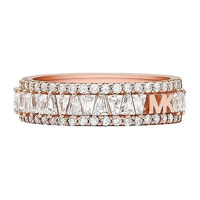 Michael Kors Anillo Premium Kors MK de plata de ley en tono oro rosa para mujer, MKC1637AN7916 Michael Kors Anillo Premium Kors MK de plata de ley en tono oro rosa para mujer, MKC1637AN7916