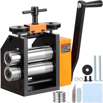VEVOR Laminador de Joyería Ancho 76mm Espesor de Máquina Laminadora de Joyería 0,1-7 mm Relación de Engranaje Ajustable 1:2 para Procesamiento de Joyería Chapa de metal Oro Plata Anillo Pulsera Taller VEVOR Laminador de Joyería Ancho 76mm Espesor de Máquina Laminadora de Joyería 0,1-7 mm Relación de Engranaje Ajustable 1:2 para Procesamiento de Joyería Chapa de metal Oro Plata Anillo Pulsera Taller