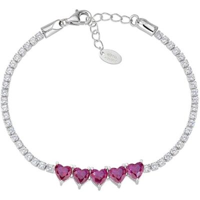 Amen Pulsera de plata 925, de la colección San Valentín 2024, con circonitas rojas corte corazón circonitas blancas, color rodio 16 + 3 cm corazones diámetro 4 mm, plata de ley Amen Pulsera de plata 925, de la colección San Valentín 2024, con circonitas rojas corte corazón circonitas blancas, color rodio 16 + 3 cm corazones diámetro 4 mm, plata de ley