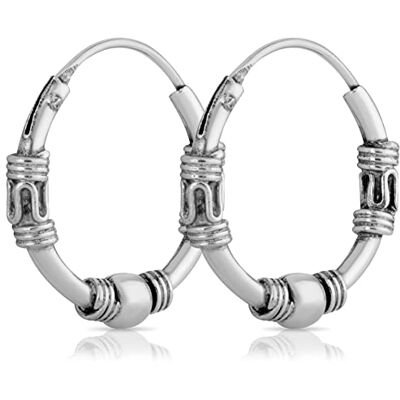 NKlaus par de Bali criollos bola 15mm 925 plata esterlina joyería medieval gótico NKlaus par de Bali criollos bola 15mm 925 plata esterlina joyería medieval gótico