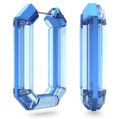 Swarovski Pendientes de Aro Lucent para Mujer, Pendientes con Cristal Azul de Talla Completa, Colección II Lucent de Swarovski Pendientes de Aro Lucent para Mujer, Pendientes con Cristal Azul de Talla Completa, Colección II Lucent de