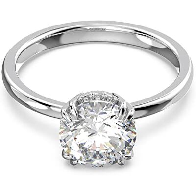 Swarovski Anillo de cóctel Constella, Talla redonda, Blanco, Baño de rodio Swarovski Anillo de cóctel Constella, Talla redonda, Blanco, Baño de rodio