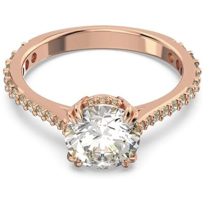 Swarovski Stilla Colección anillo cocktail, talla redonda, pavé, blanco Swarovski Stilla Colección anillo cocktail, talla redonda, pavé, blanco