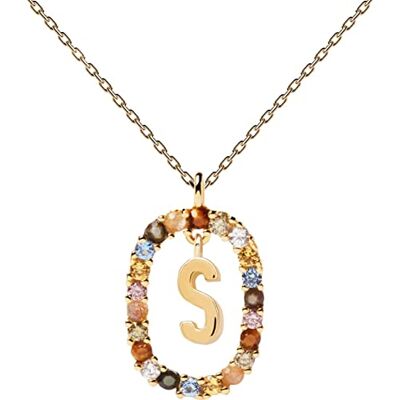 P D PAOLA – Collar con letra S, plata de ley 925, chapado en oro de 18 quilates, joya para mujer P D PAOLA – Collar con letra S, plata de ley 925, chapado en oro de 18 quilates, joya para mujer