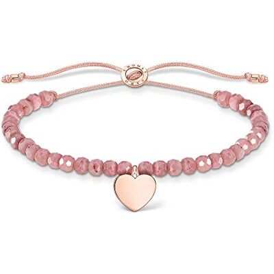 Thomas Sabo Pulsera Cuentas Rosas con Corazón Plata Chapada en Oro , 13-20 cm, Oro Rosa Thomas Sabo Pulsera Cuentas Rosas con Corazón Plata Chapada en Oro , 13-20 cm, Oro Rosa