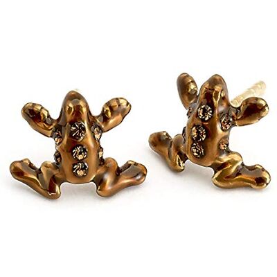 Harry Potter Pendientes de tuerca oficiales de plata de ley con diseño de rana de chocolate adornados con cristales de Swarovski® de Shop, Plata de ley, Crystal Harry Potter Pendientes de tuerca oficiales de plata de ley con diseño de rana de chocolate adornados con cristales de Swarovski® de Shop, Plata de ley, Crystal