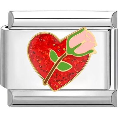 Quiges Módulo de dije de estilo italiano de 9 mm de acero inoxidable con corazón rojo y rosa para pulseras italianas, ,9, Acero inoxidable, No es una piedra preciosa Quiges Módulo de dije de estilo italiano de 9 mm de acero inoxidable con corazón rojo y rosa para pulseras italianas, ,9, Acero inoxidable, No es una piedra preciosa