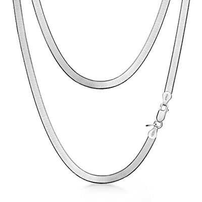 Amberta Cadena Plana de Serpiente para Mujer en Plata de Ley 925 Amberta Cadena Plana de Serpiente para Mujer en Plata de Ley 925