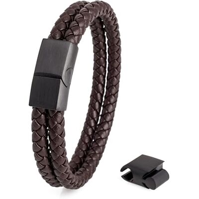 Akitsune Simplicitas Brazalete de cuero Magnético Premium Mujer Mujer Hombre Trenzado Hombres Hecho a mano Pulsera Plata Negro Mate Oro Akitsune Simplicitas Brazalete de cuero Magnético Premium Mujer Mujer Hombre Trenzado Hombres Hecho a mano Pulsera Plata Negro Mate Oro