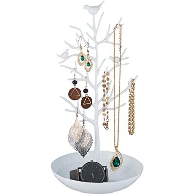 Relaxdays Expositor Joyas Forma de Árbol, para Collares, Pendientes, Pulseras, Joyero 30 x 16 x 15 cm, Blanco Relaxdays Expositor Joyas Forma de Árbol, para Collares, Pendientes, Pulseras, Joyero 30 x 16 x 15 cm, Blanco