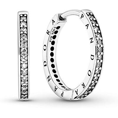 PANDORA Funkeln und Logo Creolen Pendientes PANDORA Funkeln und Logo Creolen Pendientes