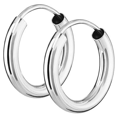 NKlaus par de aros de plata de ley 925 15mm pendientes 2,5mm de grosor joyería para la oreja redonda NKlaus par de aros de plata de ley 925 15mm pendientes 2,5mm de grosor joyería para la oreja redonda