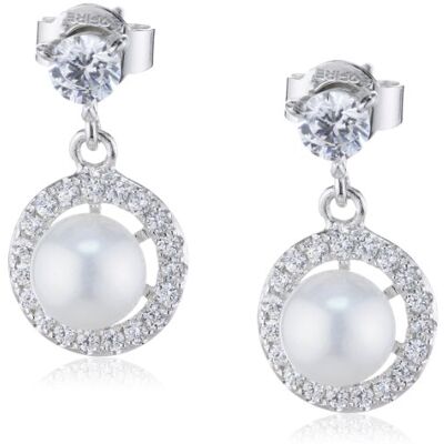Diamonfire Bridal Pendientes de plata de ley con circonita con cierre de mariposa a presión Diamonfire Bridal Pendientes de plata de ley con circonita con cierre de mariposa a presión