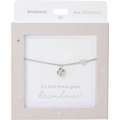 Depesche Pulsera de plata con trébol y brillantes de longitud variable para regalar a amigos y familiares Depesche Pulsera de plata con trébol y brillantes de longitud variable para regalar a amigos y familiares
