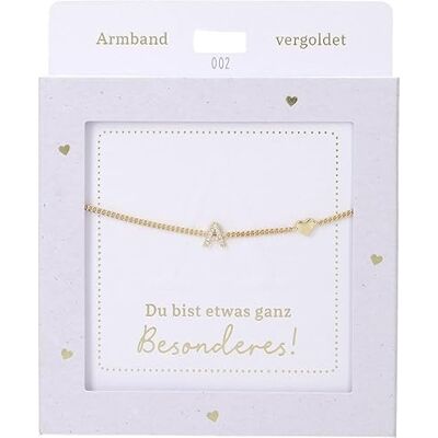 Depesche Pulsera dorada con colgante "A" y corazón, longitud variable, regalo para amigos y familiares Depesche Pulsera dorada con colgante "A" y corazón, longitud variable, regalo para amigos y familiares
