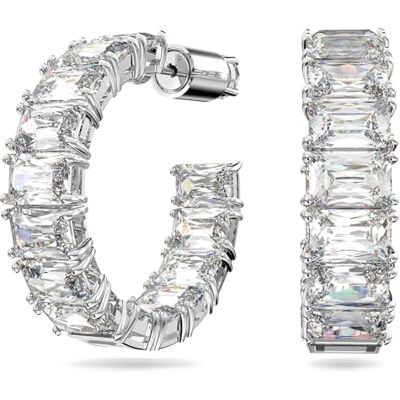 Swarovski Pendientes de aro Millenia, Talla octogonal, Blancos, Baño de rodio Swarovski Pendientes de aro Millenia, Talla octogonal, Blancos, Baño de rodio