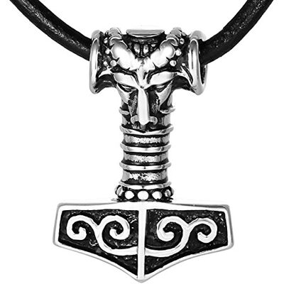 DonDon Collar con Colgante Martillo de Thor de Acero Inoxidable para Hombres en Bolsa para Joyas DonDon Collar con Colgante Martillo de Thor de Acero Inoxidable para Hombres en Bolsa para Joyas