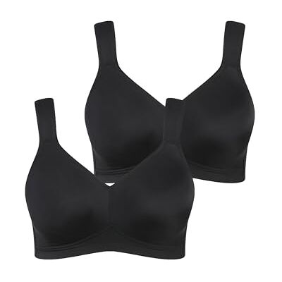 Ulla Popken Sujetador de Microfibra para Mujer, 2 Unidades, sin Aros, Copas Preformadas, Negro, 95C Ulla Popken Sujetador de Microfibra para Mujer, 2 Unidades, sin Aros, Copas Preformadas, Negro, 95C