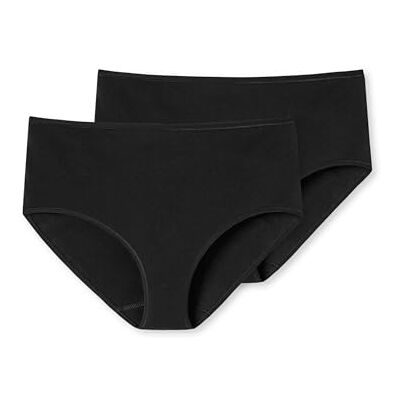 Schiesser Pack de 2 Bragas Medianas de algodón orgánico para Mujer 95/5 orgánico, Negro_174834, 48 Schiesser Pack de 2 Bragas Medianas de algodón orgánico para Mujer 95/5 orgánico, Negro_174834, 48