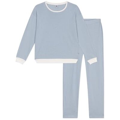 Petit Bateau Pijama Mujer de Algodón a Rayas, Adriático/Marshmallow, XS Petit Bateau Pijama Mujer de Algodón a Rayas, Adriático/Marshmallow, XS
