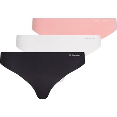 Calvin Tanga Mujer Pack de 3 Thong Ropa Interior, Multicolor (Black/Wind Chime/Luminous Peach), XL Calvin Tanga Mujer Pack de 3 Thong Ropa Interior, Multicolor (Black/Wind Chime/Luminous Peach), XL