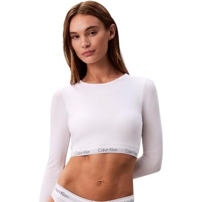Calvin Sujetador Bralette Mujer Lightly Lined Crop Top, Blanco (White), L Calvin Sujetador Bralette Mujer Lightly Lined Crop Top, Blanco (White), L