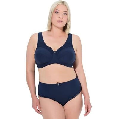 Ulla Popken Sujetador de Encaje en Relieve Jaquard para Mujer, Azul Oscuro, G Ulla Popken Sujetador de Encaje en Relieve Jaquard para Mujer, Azul Oscuro, G