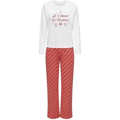 ONLY Onlchristmas L/S Pants Nightwear Acc Pijama, Alto Riesgo Rojo/AOP: Copo de Nieve, M para Mujer ONLY Onlchristmas L/S Pants Nightwear Acc Pijama, Alto Riesgo Rojo/AOP: Copo de Nieve, M para Mujer