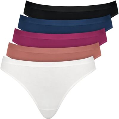 Nur Die Pack de 5 Tangas String Multicolor de Algodón Elástico, Ropa Interior Básica Multipack para Mujer Nur Die Pack de 5 Tangas String Multicolor de Algodón Elástico, Ropa Interior Básica Multipack para Mujer