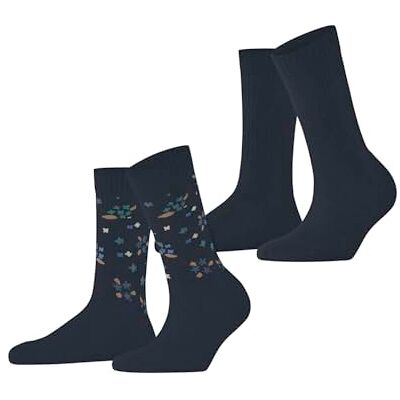 ESPRIT Flower Rib Multipack W So algodón estampados 2 pares, Calcetines Mujer, Azul Marine 6120, 35-38 ESPRIT Flower Rib Multipack W So algodón estampados 2 pares, Calcetines Mujer, Azul Marine 6120, 35-38
