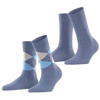 Burlington Everyday Mix Multipack W So algodón estampados 2 pares, Calcetines Mujer, Azul Light Denim 6660, 36-41 Burlington Everyday Mix Multipack W So algodón estampados 2 pares, Calcetines Mujer, Azul Light Denim 6660, 36-41