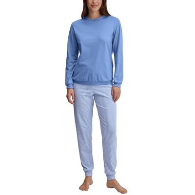 Calida Lovely Nights Pijama para Mujer, 100% algodón, fácil de cuidar, elástico y Estable, en Punto Simple, Hydrangea Blue, 46-48 Calida Lovely Nights Pijama para Mujer, 100% algodón, fácil de cuidar, elástico y Estable, en Punto Simple, Hydrangea Blue, 46-48
