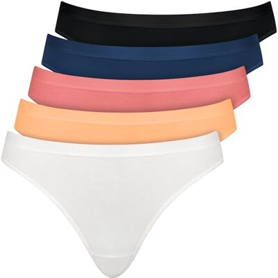 Nur Die Pack de 5 Tangas String Multicolor de Algodón Elástico, Ropa Interior Básica Multipack para Mujer Nur Die Pack de 5 Tangas String Multicolor de Algodón Elástico, Ropa Interior Básica Multipack para Mujer